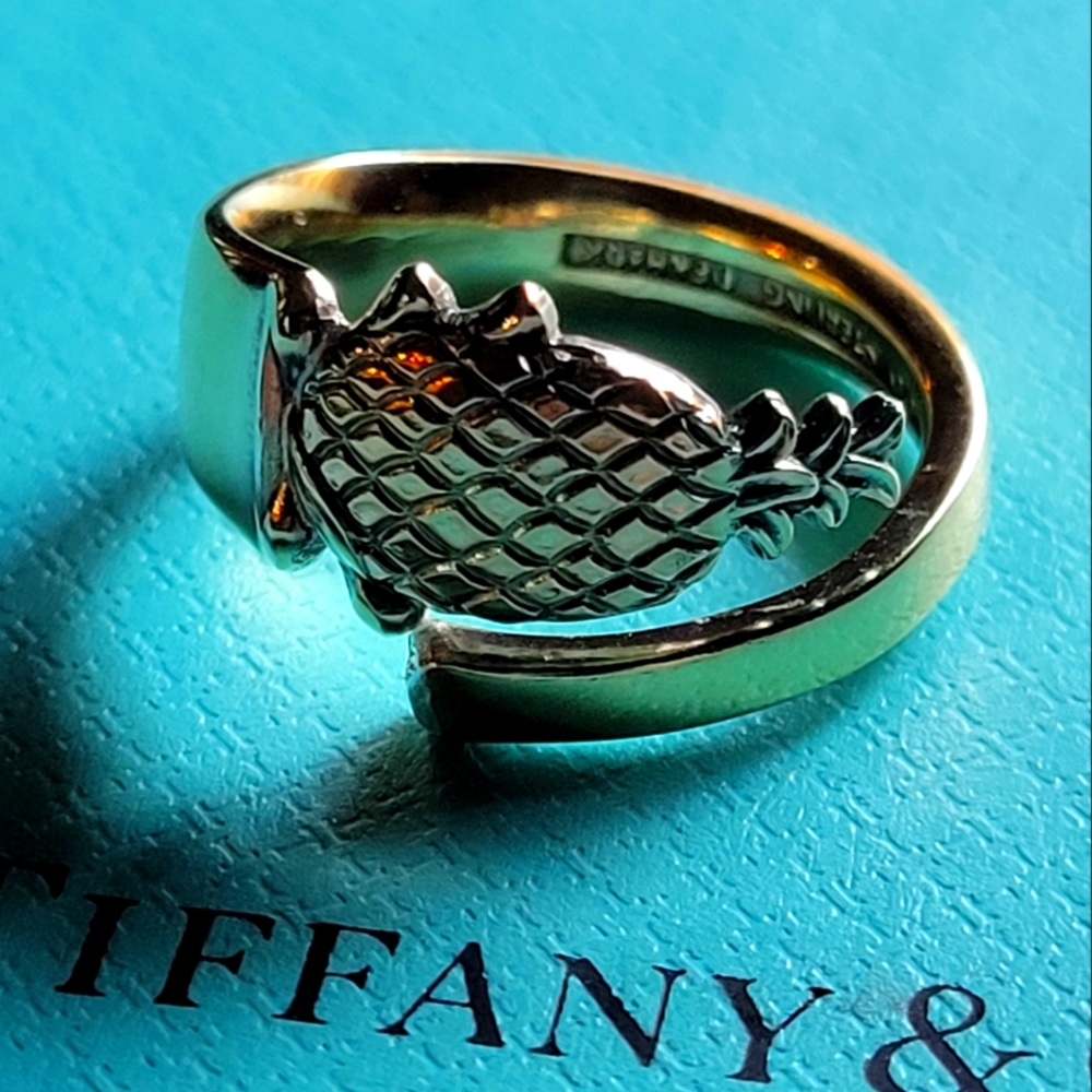 Tiffany & Company Pineapple Spoon Ring in Sterling Silver Gold Vermeil #43
